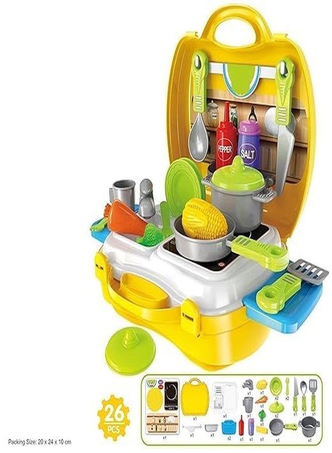 Jericos Kitchen Cooking Roleplay Pretend Set for Kids - 26 Piece Suitcase for Boys & Girls (2+ Year), Little Miniature Accessories Playset, Non-Toxic Plastic Toy Gift Carry Briefcase Chef Game - Image 2